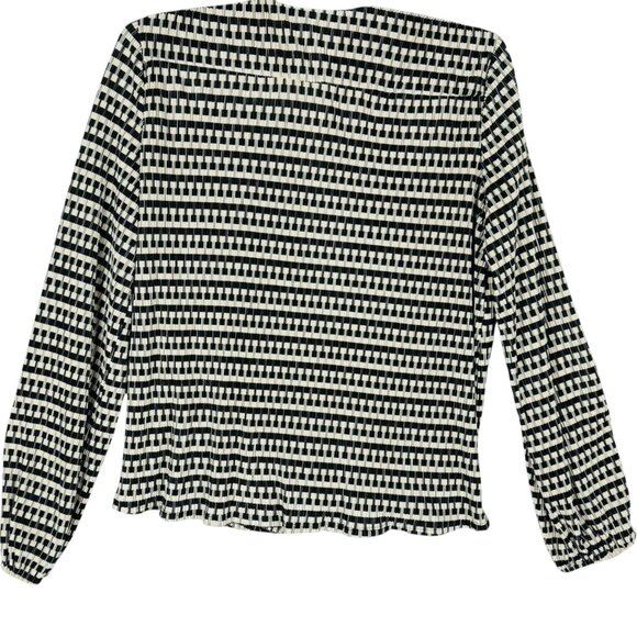 52seven Women's Ivory/Black Textured Wrap Geometric Blouse Sz XL Long Sleeve NWT - Picture 2 of 10